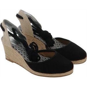⭐️ Lands' End Women's Cara Mid Wedge Halter Espadrille Black size 7